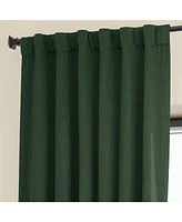 Half Price Drapes Key Green Textured Faux Linen Room Darkening Curtain