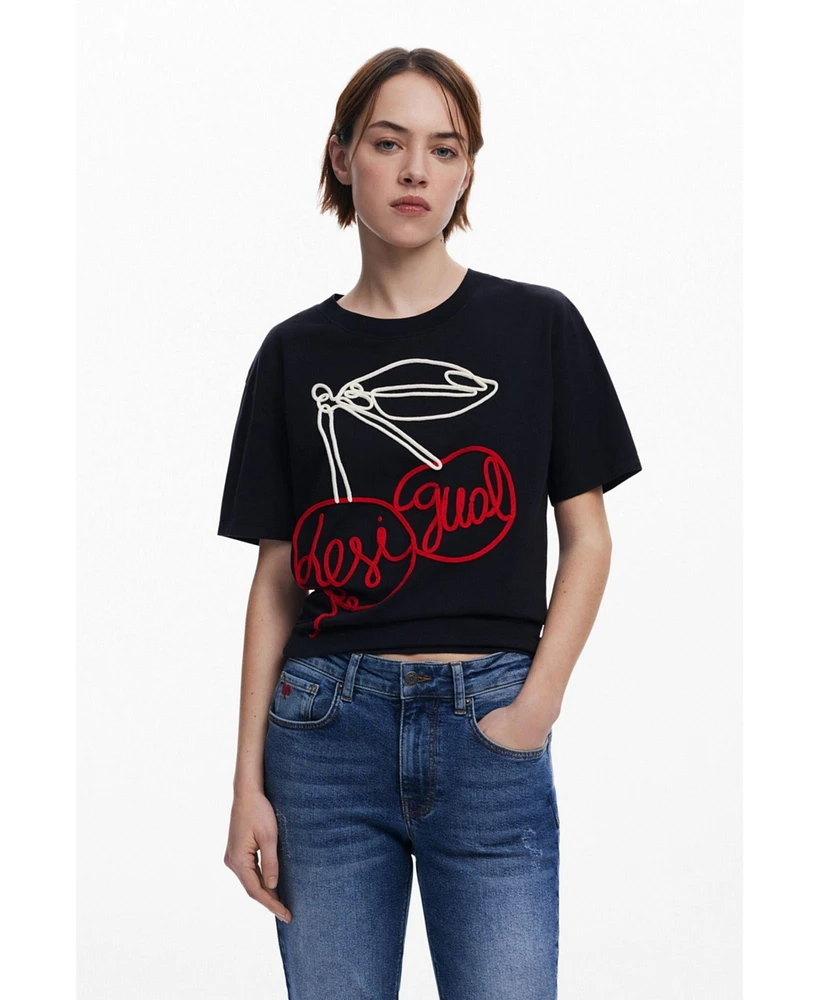 Desigual Women's Cherry lace-up T-shirt