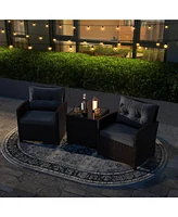 3 Pieces Rattan Patio Furniture Set with Washable Cushion