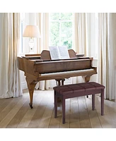 Solid Wood Pu Leather Piano Double Storage Keyboard Bench