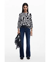 Desigual Women's Letter blouse with bows