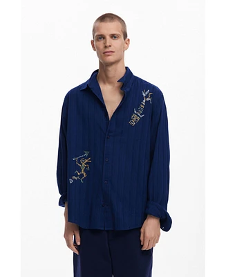 Desigual Men's Shirt with ethnic embroidery