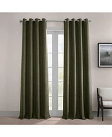 Half Price Drapes Khaki Green Grommet Textured Faux Linen Room Darkening Curtain