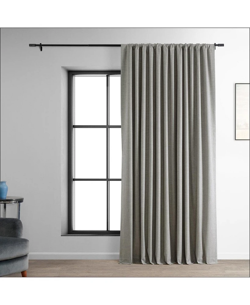 Half Price Drapes Dark Greige Extra Wide Performance Linen Hotel Blackout Curtain