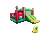 Farm Themed 6-in-1 Inflatable Castle with Trampoline and 735W Blower