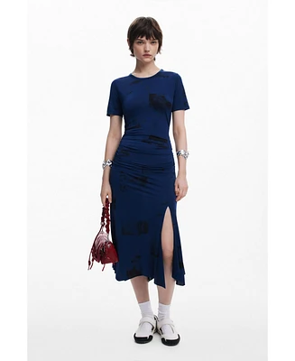 Desigual Women's Asymmetric postcard dress