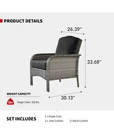 Xizzi 2 Pieces Patio Fruniture Set,Outdoor Wicker Chairs,Artificially Woven Rattan Chairs with Armrest Support Thickened Comfortable Cushion