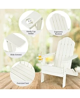 Gymax 2PC Patio Folding Adirondack chair Side Table Cup Holder Poolside