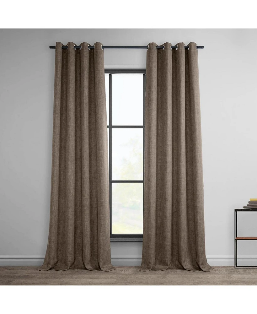 Half Price Drapes Dutch Cocoa Grommet Textured Faux Linen Room Darkening Curtain