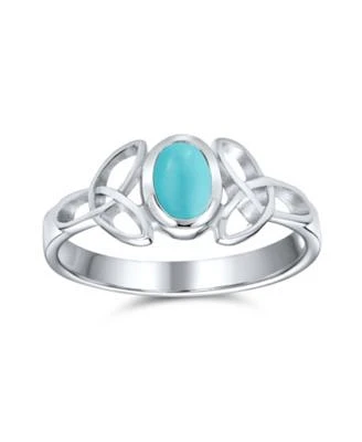 Bling Jewelry Delicate Oval Natural Amethyst Labradorite Turquoise Bff Sorority Sister Promise Trinity Celtic Knot Triquetra Ring Thin Band .925 Sterling Silver Rings