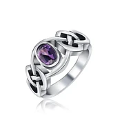 Bling Jewelry Celtic Purple Amethyst Trinity Love Knot Triquetra Infinity Band Ring Oxidized .925 Sterling Silver