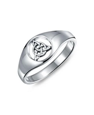 Bling Jewelry Unisex Silver Ring With Viking Celtic Infinity Knot Triquetra Signet Design