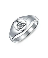 Bling Jewelry Unisex Silver Ring With Viking Celtic Infinity Knot Triquetra Signet Design