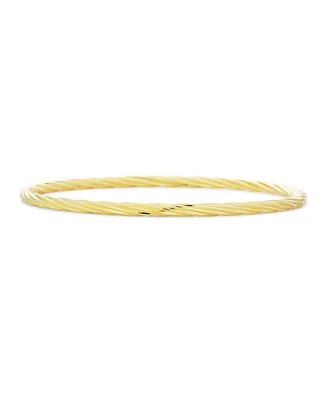 Bling Jewelry Simple Tri-Color Twist Bangle Bracelet, Rose Gold & Silver Plated, Stacking Style