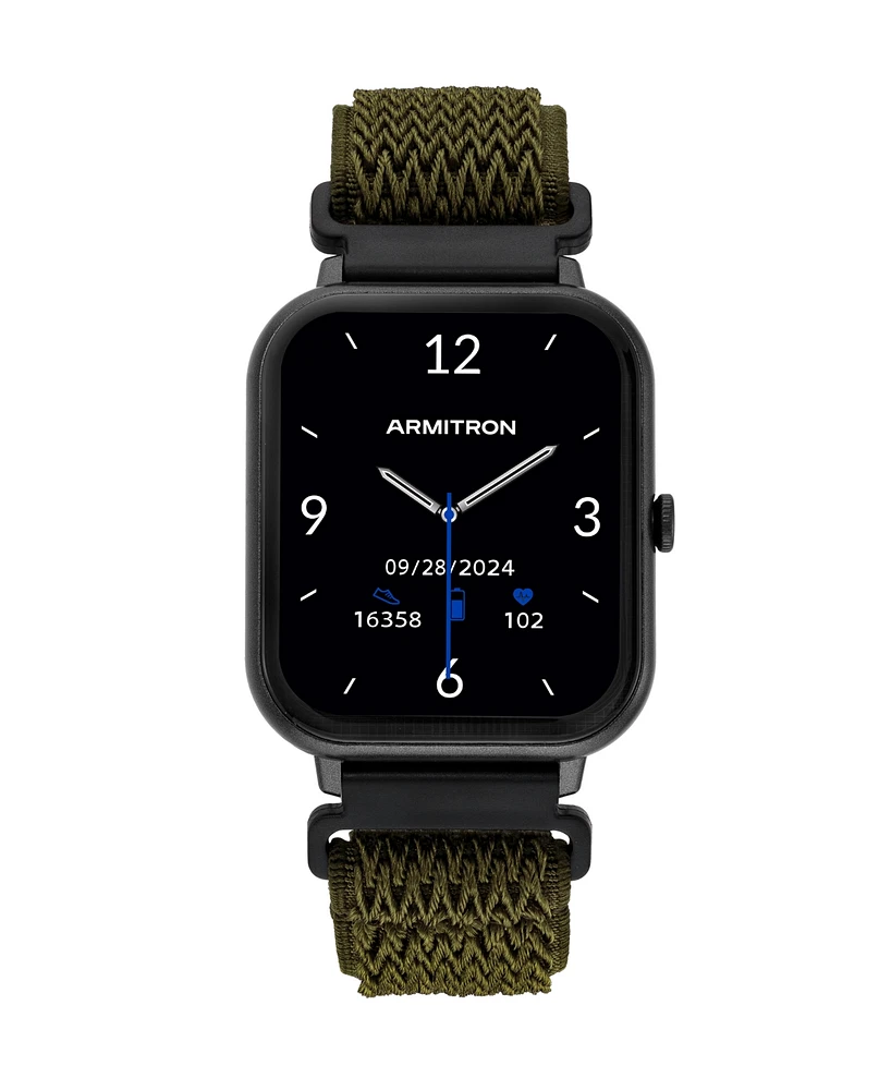Armitron Connect Eclipse Dark Green Woven Elastic Smartwatch, 45mm