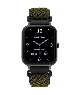 Armitron Connect Eclipse Dark Green Woven Elastic Smartwatch, 45mm