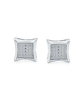 Bling Jewelry Geometric Unisex Square Cz Stud Earrings for Men, Gold Sterling Silver