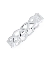 Bling Jewelry Silver Ring: Open Braided Band Wheat Weave Woven Wire Rope Cable Eternity Sterling