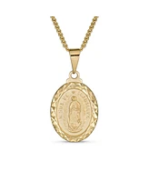 Bling Jewelry Medal Medallion Oval Our Lady Of Guadalupe Virgin Mary Necklace Yellow Gold Plated Brass