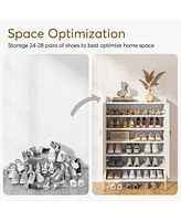 Tribesigns Shoe Cabinet Storage Entryway: Slim 6-Tier Shoe Organizer Cabinet with Adjustable Shelves, Freestanding Wood Shoe Rack with Doors for Entry