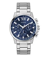 Guess Men's Multifunction Silver Tone Stainless Steel Watch, 44mm