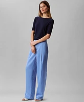 Calvin Klein Women's Satin High-Waist Wide-Leg Pants