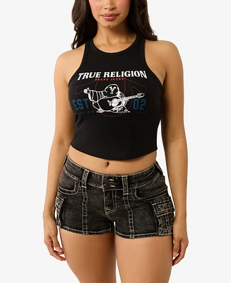 True Religion Women's Buddha Goddess Crewneck Tank