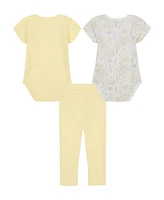 Calvin Klein Baby Girls 3-Piece Floral Pointelle Bodysuits and Leggings Set