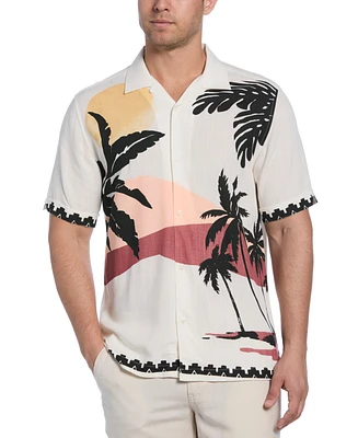 Cubavera Men's Short Sleeve Sunset Print Button-Front Camp Shirt