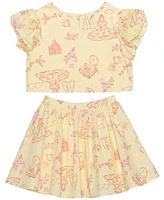 Disney Toddler and Little Girls 2-Piece Belle's Day Short Sleeve Top Skirt Set