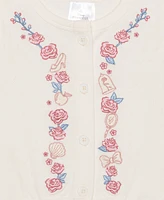 Disney Toddler and Little Girls Princess Roses Short Sleeve Sweater