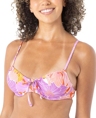 Roxy Women's Bell Bottom Blooms Ruched Underwire Bikini Top