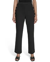 Halston Women's Button-Detailed Mid-Rise Ankle Pants