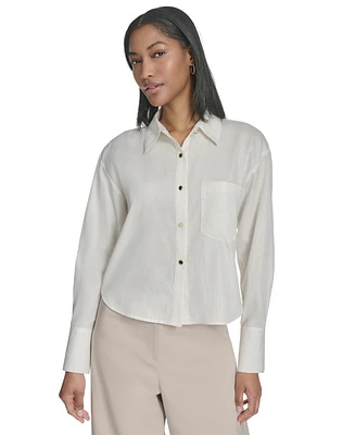 Halston Women's Cropped Button-Front Shirt