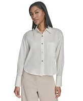 Halston Women's Cropped Button-Front Shirt