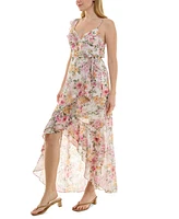Bcx Juniors' Ruffle-Trim High-Low Wrap Dress