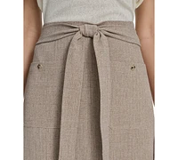 Halston Women's Tie-Waist Patch-Pocket Midi Skirt