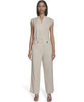 Halston Women's Mid-Rise Straight-Leg Tab-Waist Pants