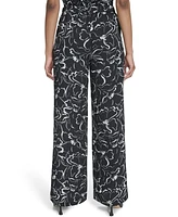 Halston Women's Floral-Print Pull-On Pants