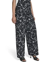 Halston Women's Floral-Print Pull-On Pants