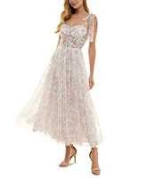 Juniors' Twist-Front Shoulder-Tie Midi Dress