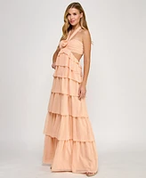 Seni & Cade Juniors' Chiffon Cutout Ruffle Gown
