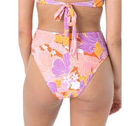 Roxy Juniors' Bell Bottom Blooms High Waist Bikini Bottoms