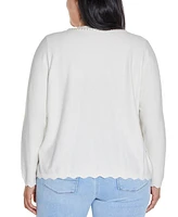Belldini Plus Black Label Cultivated-Pearl-Trim Open Cardigan Sweater