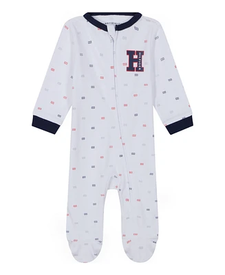 Tommy Hilfiger Baby Boys One Piece Logo Print Footed Coverall