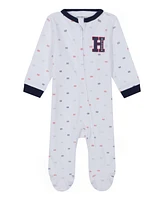 Tommy Hilfiger Baby Boys One Piece Logo Print Footed Coverall