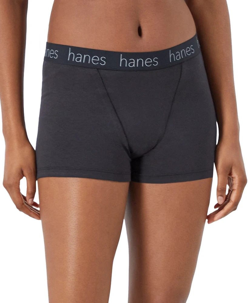 Hanes Women's 3-Pk. Originals Ultimate Cotton Stretch Boxer Brief Underwear 45UOBB