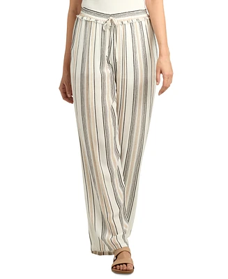 Bcx Juniors' Striped Ruffled-Waist Wide-Leg Pants