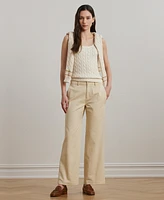 Lauren Ralph Women's Cotton Twill Wide-Leg Pants