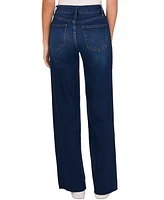 CeCe Women's Wide-Leg High-Rise Raw-Hem Jeans